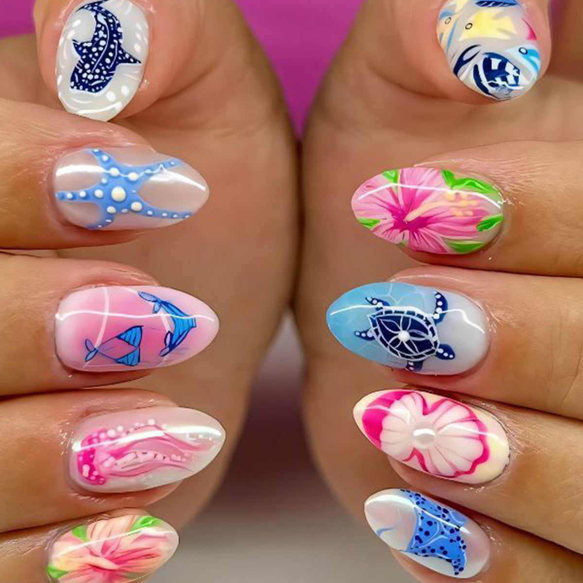 Tropisches Ozean-inspiriertes Nagelkunst-Set Brehn