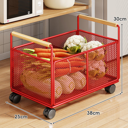 Rollwagen aus Mesh mit Holzgriffen