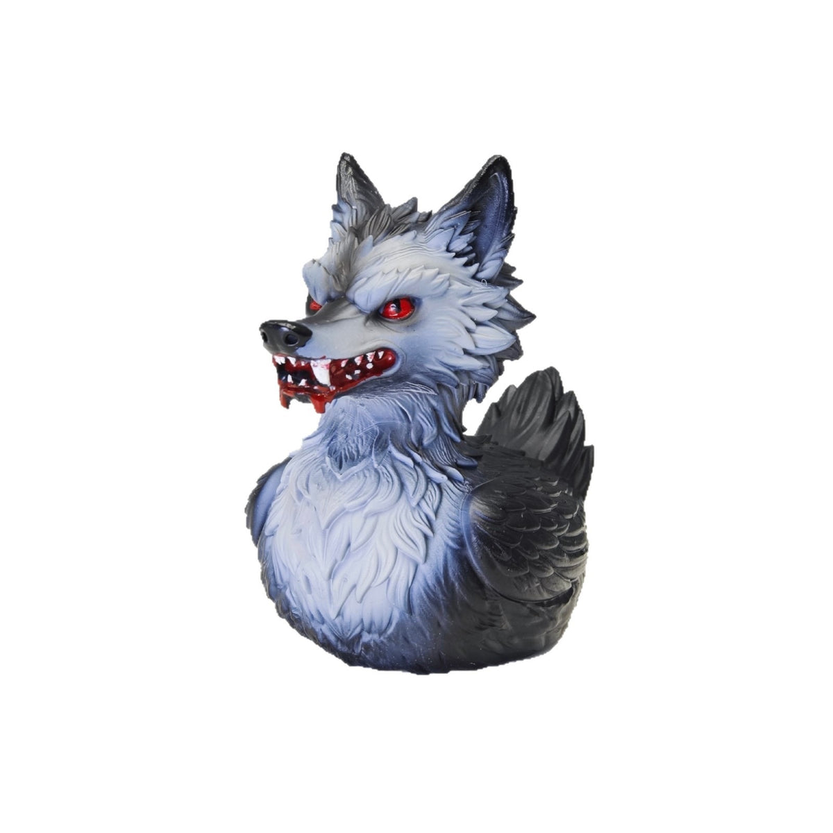 Gruselige Gummi-Ente mit Wolf-Motiv Brehn