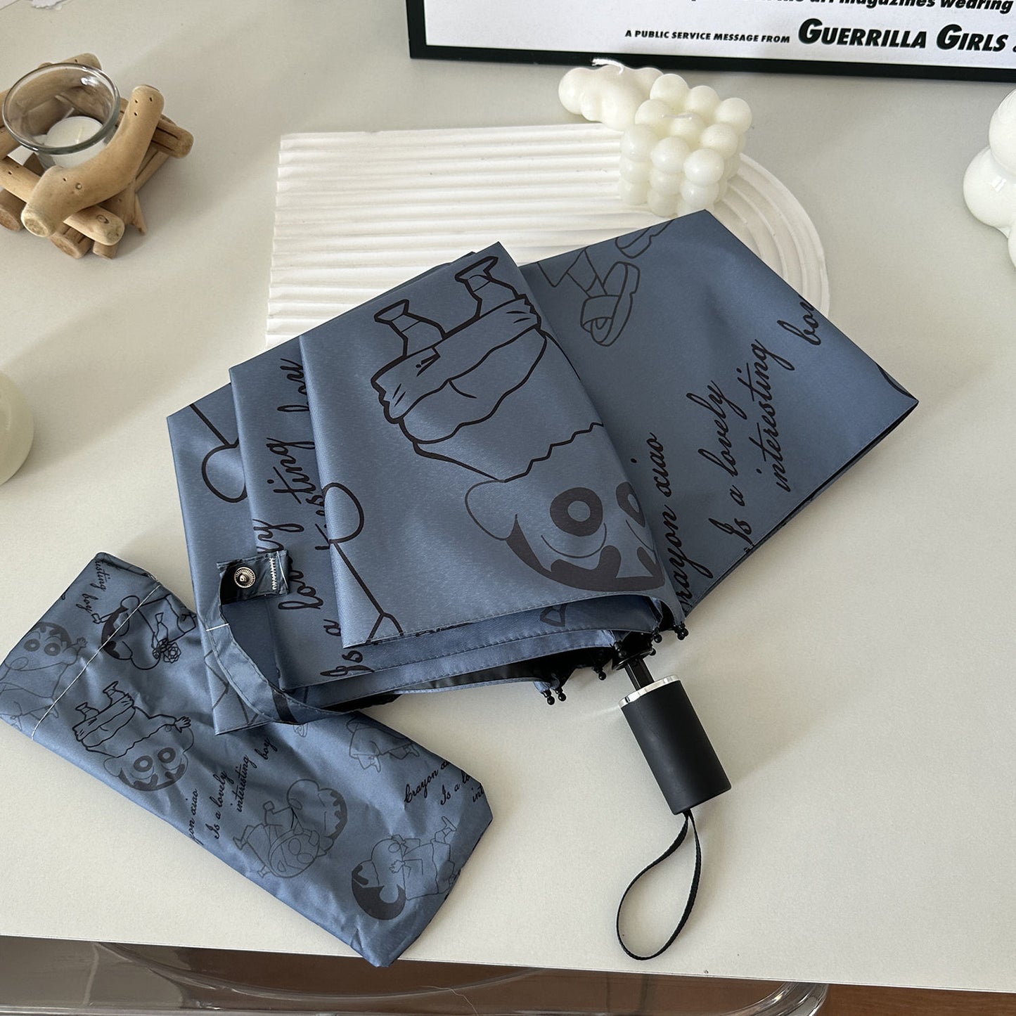 Damen Automatischer Regenschirm mit kreativem Comic-Design Brehn