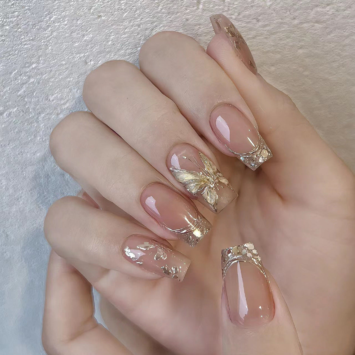 Künstliche Nagel-Nailart-Set mit Glitzer- und Blumenverzierungen Brehn
