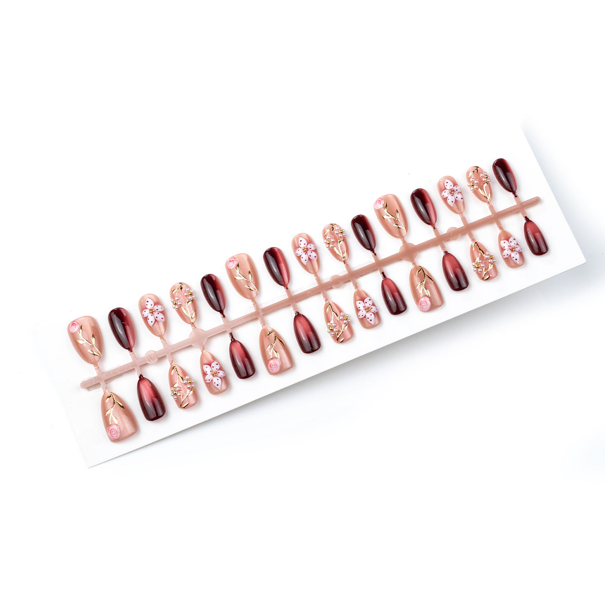 Floral Luxus Press-On Nagelkunst Set Brehn