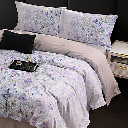 Florales bedrucktes Satin-Baumwoll Wendebettbezug Set mit Umschlagkissenbezügen