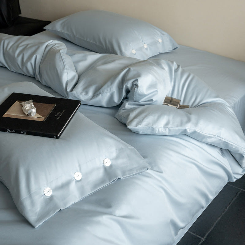 Hotel-Qualitäts Baumwollsatin Bettdeckenbezug Set mit Knopfverschluss & Kissenbezüge