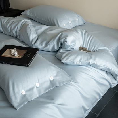 Hotel-Qualitäts Baumwollsatin Bettdeckenbezug Set mit Knopfverschluss & Kissenbezüge