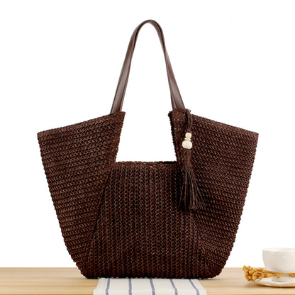 Strandtasche Aus Natürlichem Geflecht mit Eleganten Lederakzenten Brehn