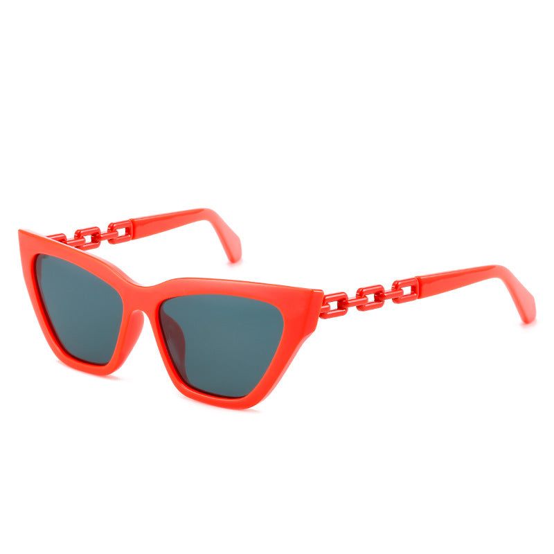 Damen Cat-Eye Sonnenbrille mit modernem Kettenrahmen Brehn