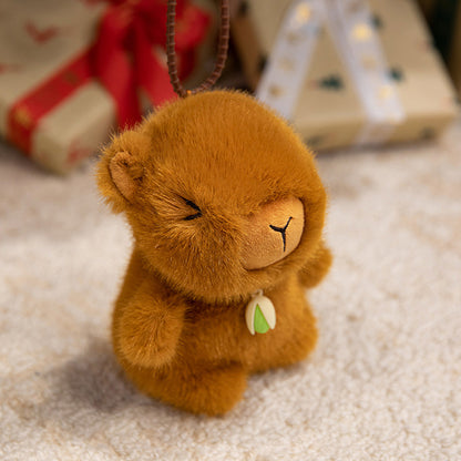 Plüsch Hund Tasche Charm Schlüsselanhänger mit weichem Faux-Fur Körper & Schlaufenriemen Brehn