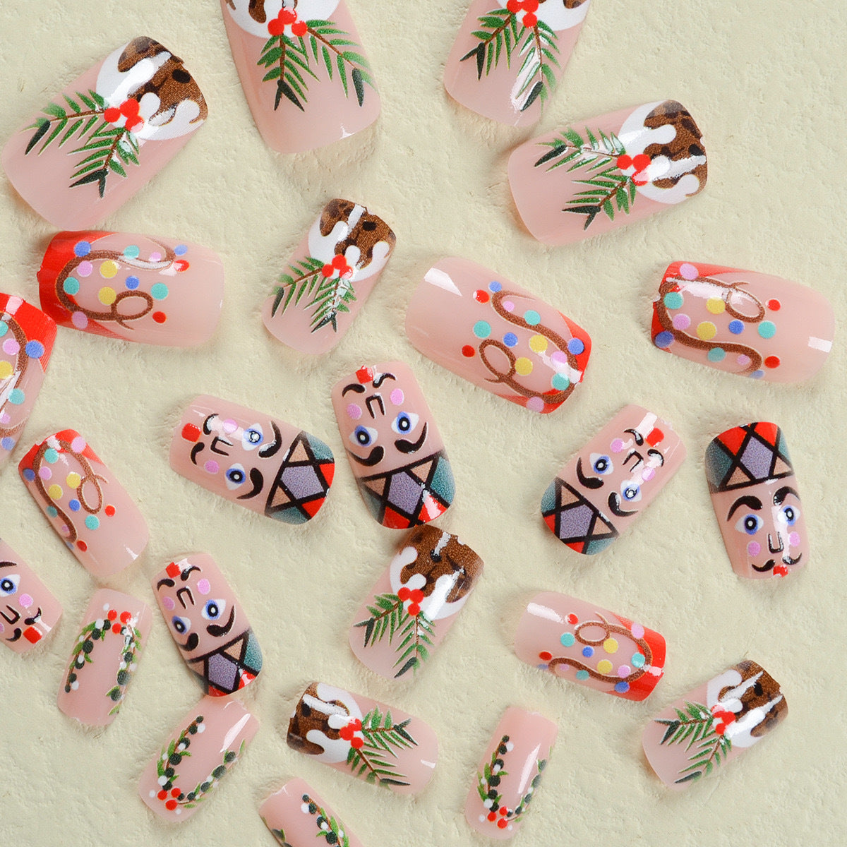 Kunstnagelset mit festlichen Weihnachtsmotiven Brehn