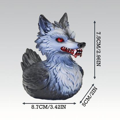 Gruselige Gummi-Ente mit Wolf-Motiv Brehn