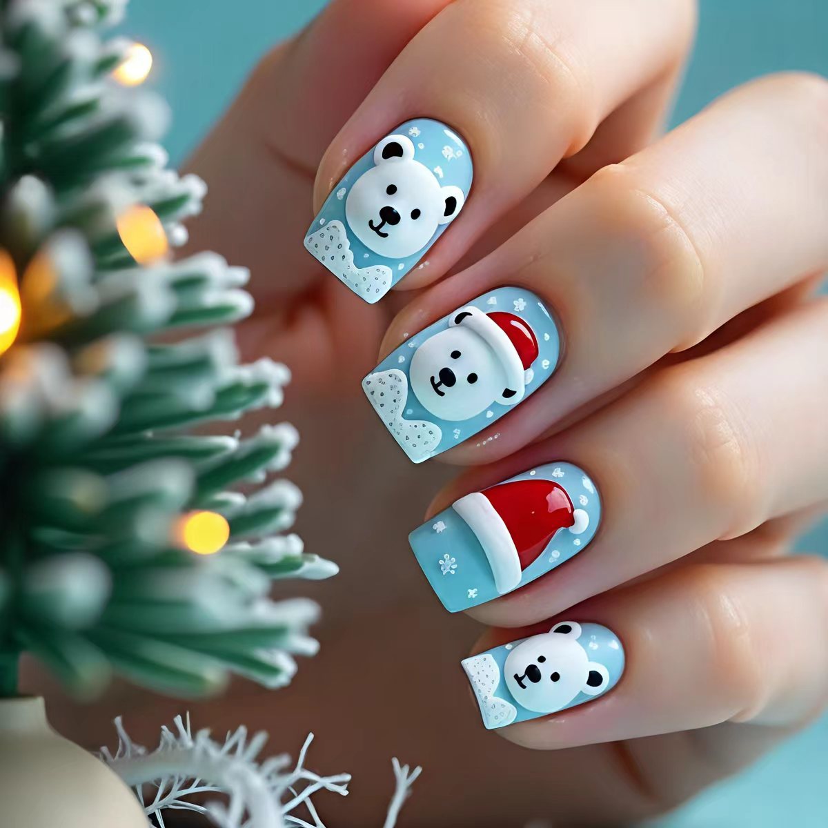 Kunstnägel mit Winterlichem Eisbär-Design Brehn