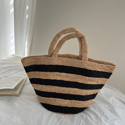 Handgefertigte Strohtasche mit Geometrischem Muster Brehn