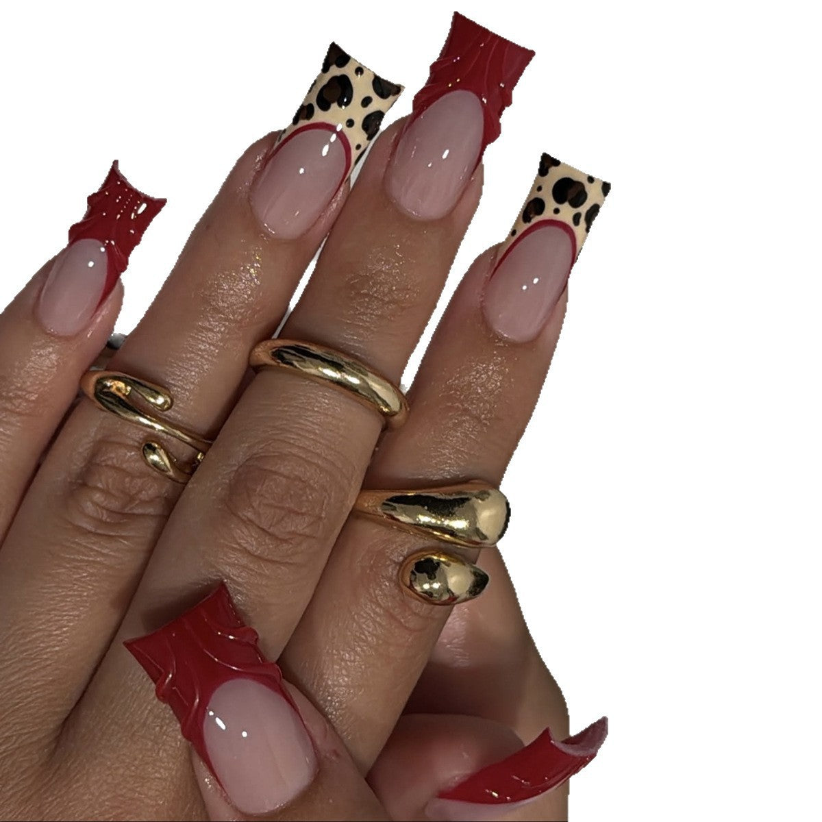 Kunstnagelset mit Leoparden- und luxuriösem Glitzerfinish Brehn