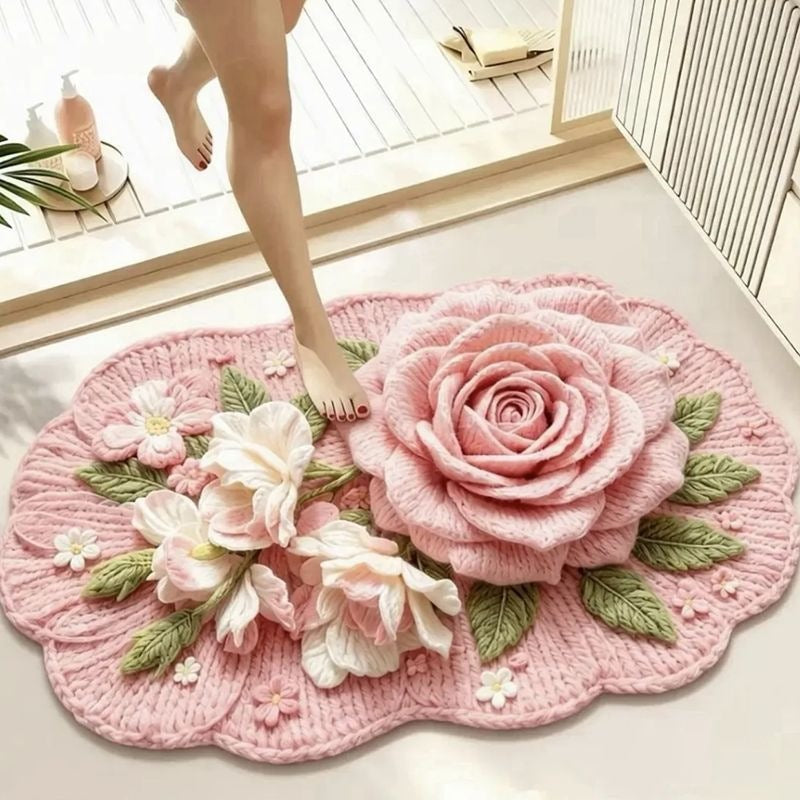 Blumenmuster Plush Badmatte