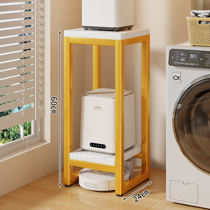 Schmaler zweistufiger Metallappliance-Ständer mit Faux-Marmor-Regalen