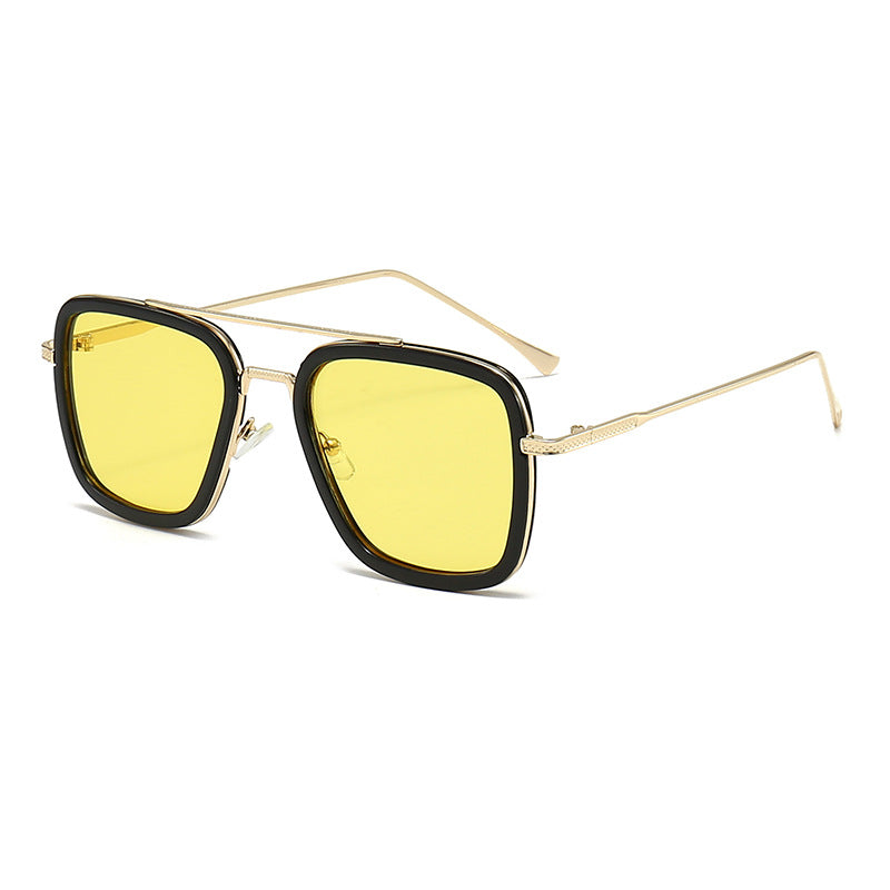 Damen modische quadratische Sonnenbrille mit glamourösem Metallrahmen Brehn