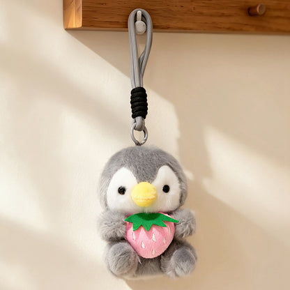 Plüsch Calico Katze Erdbeer Mini Taschenanhänger Schlüsselanhänger mit weichem Seilschlaufe & Metallclip Brehn
