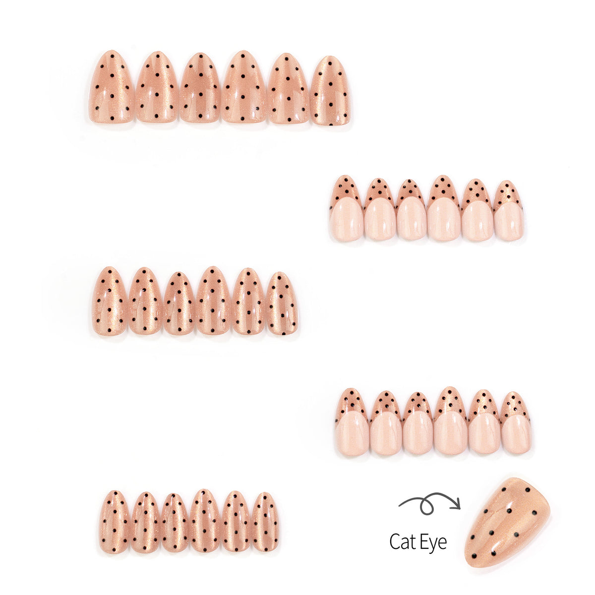 Kreatives Press-On-Nagelset mit Glitter- und Punktdesign
