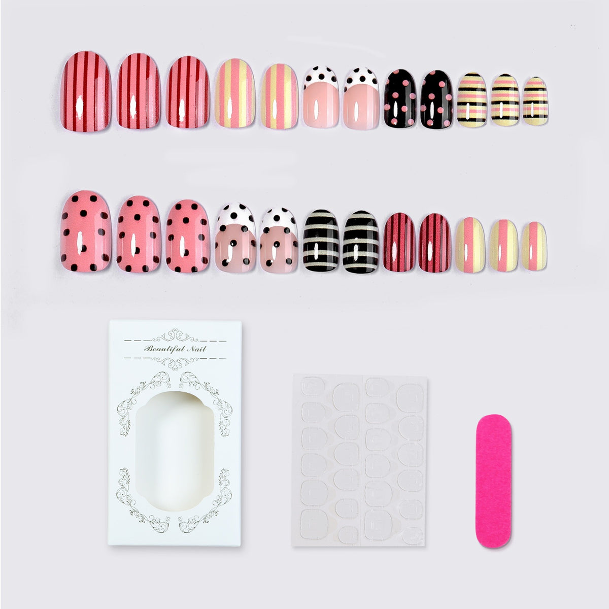 Kreatives Kunstnagelset mit verschiedenen Designs Brehn