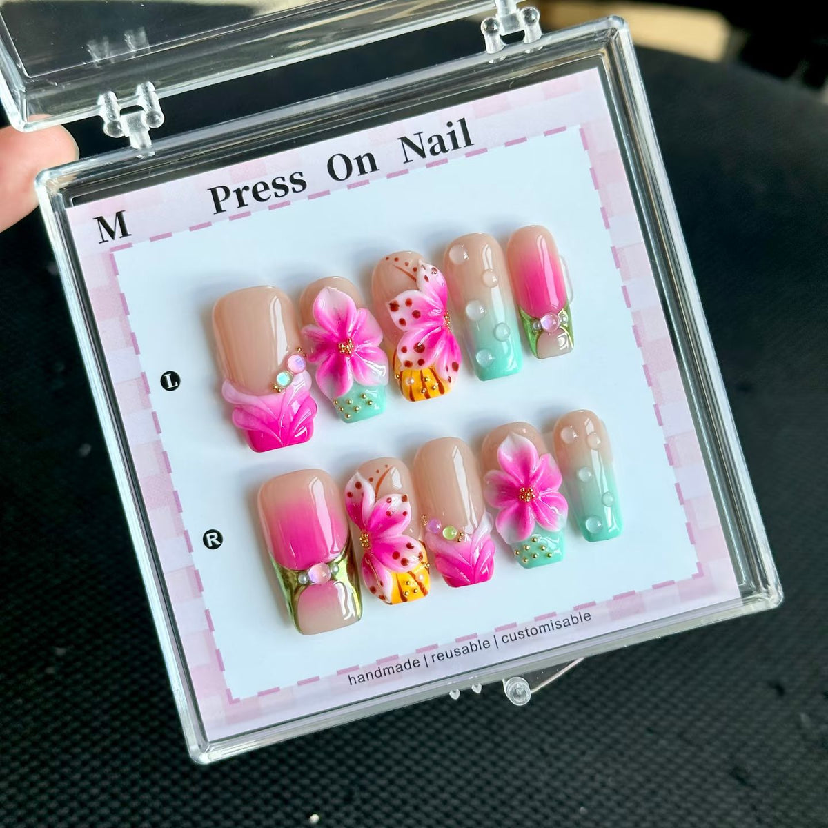 Künstlerisches Floral Press-On Nagelkunstset  1791772903