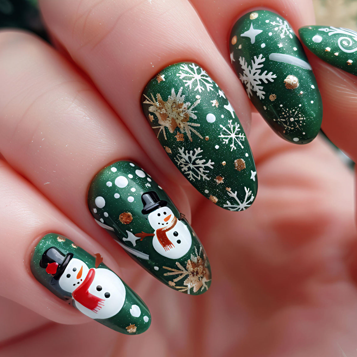 Kunstnägel mit Festlichem Schneemann-Design Brehn