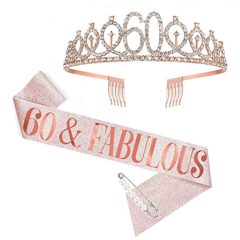 Damen Kristallgeburststags-Tiara und Schärpe-Set Brehn