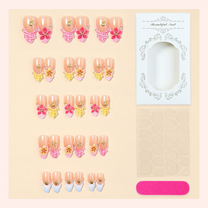 Floral Themed Premium Press-On Nail Art Set Brehn