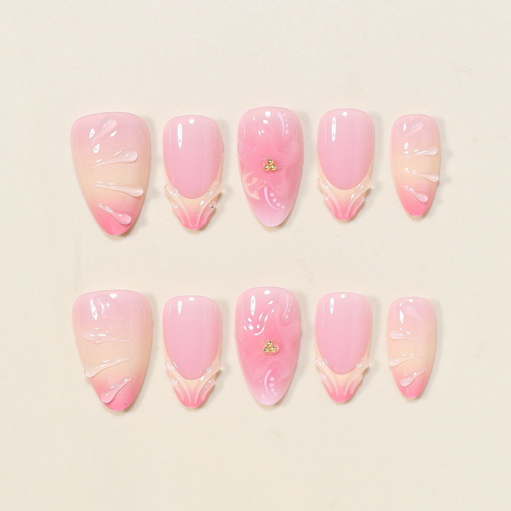 Elegantes Blumen Press-On Nail Art Set Brehn