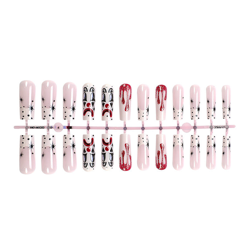Künstlerisches Press-On Nagelset mit kreativen Halloween-Designs Brehn