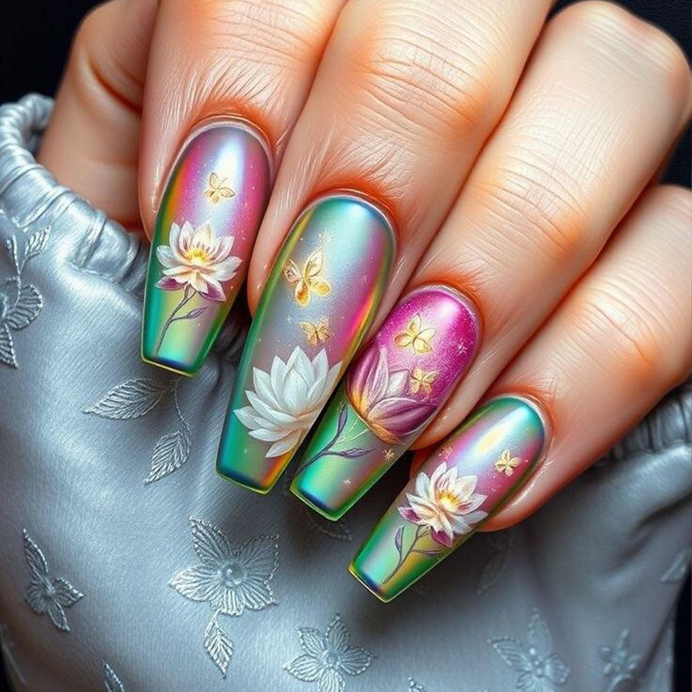 Kunstnägel Im Handverzierten Blumendesign Brehn