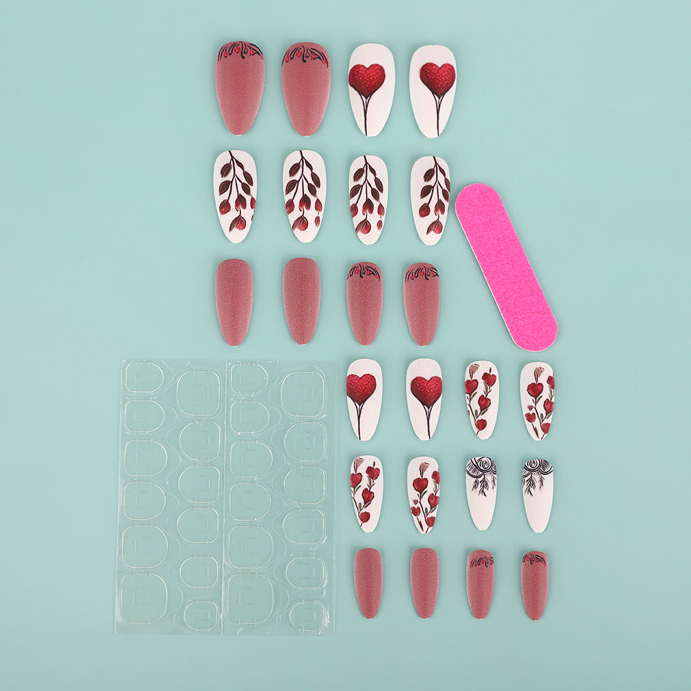 Kunstnagel Set mit romantischem Herz-Design Brehn