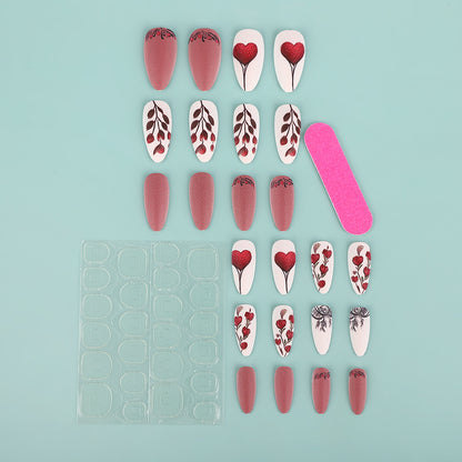 Kunstnagel Set mit romantischem Herz-Design Brehn