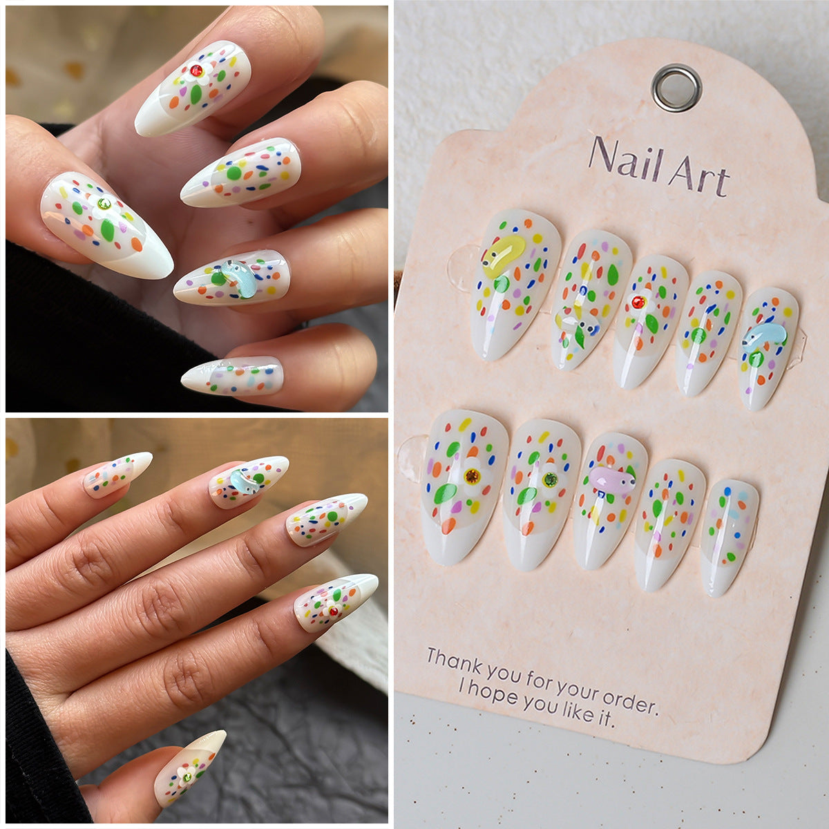 Farbenfrohes Künstlerisches Press-On-Nagelset Brehn