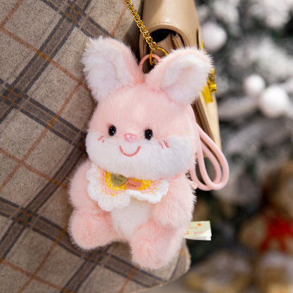 Plüsch-Pinguin Dekorativer Taschencharms mit Häkel-Latz und Feder-Loop-Clip Brehn