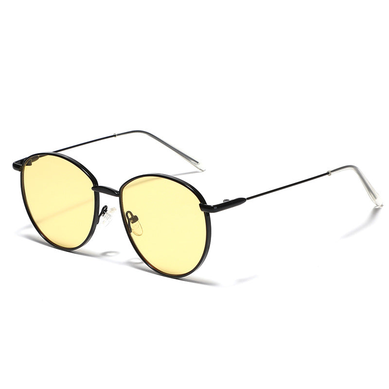 Damen runde Sonnenbrille mit schmalem Metallrahmen und polarisierten Gläsern Brehn