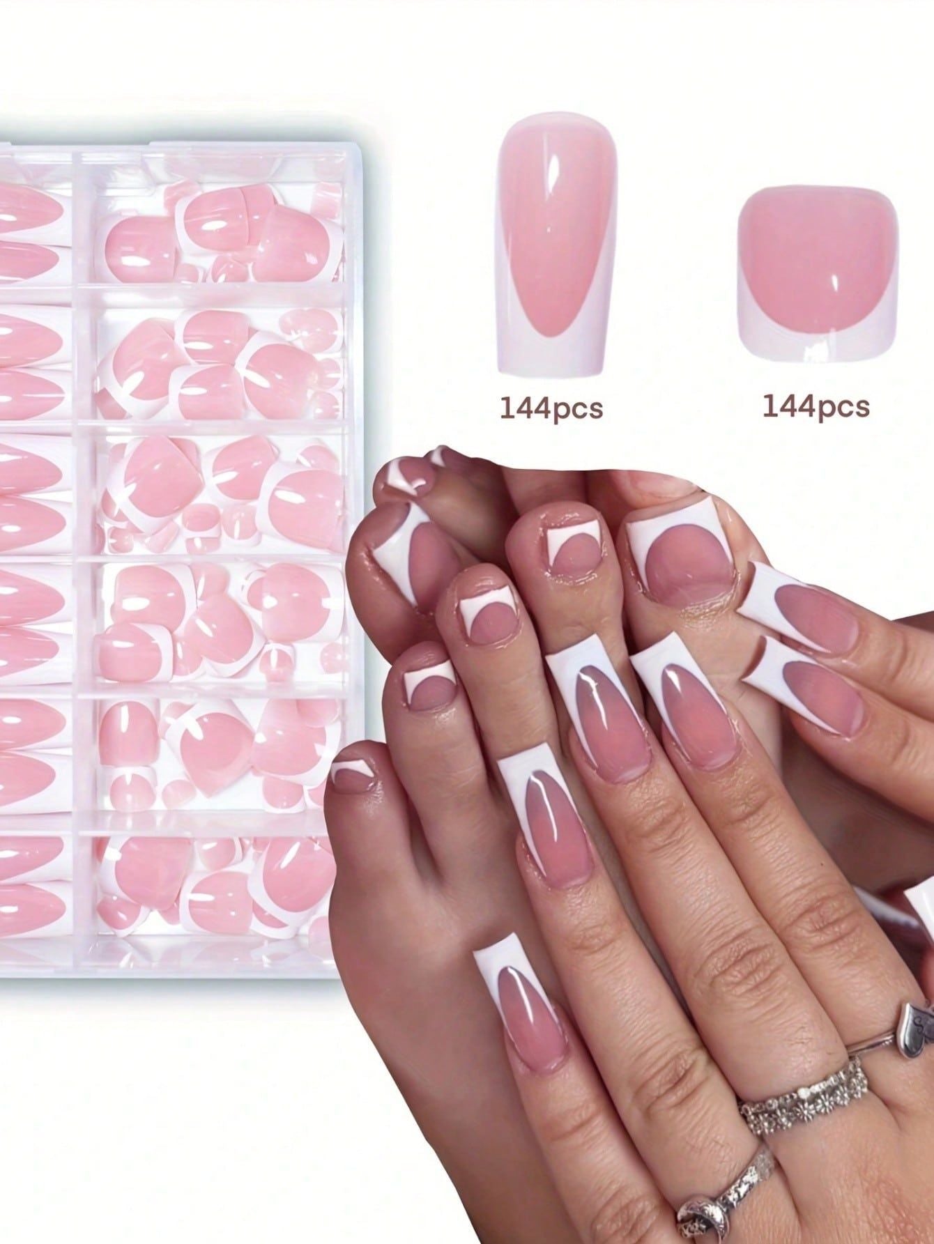Premium French Tip Press-On Nail Set Brehn