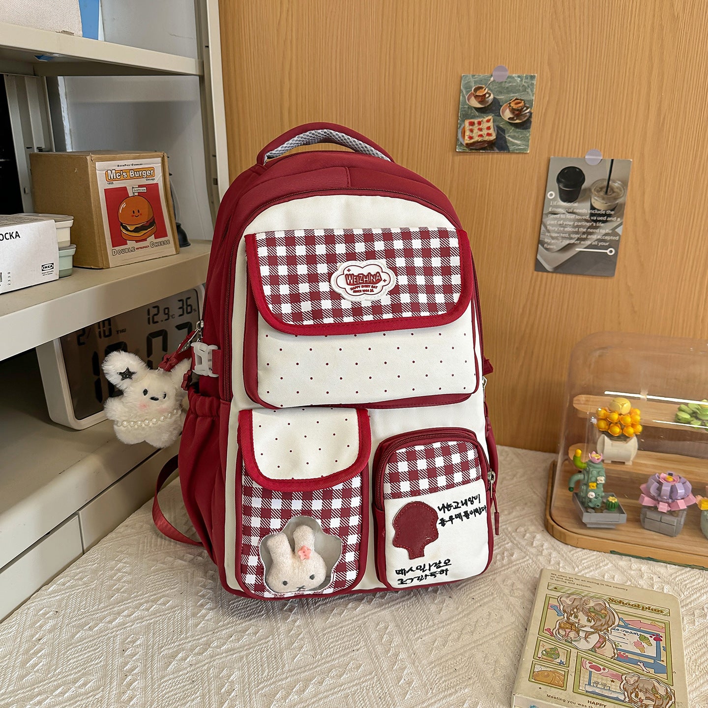 Kindertäschchen aus süßem Plüschhase für die Schule