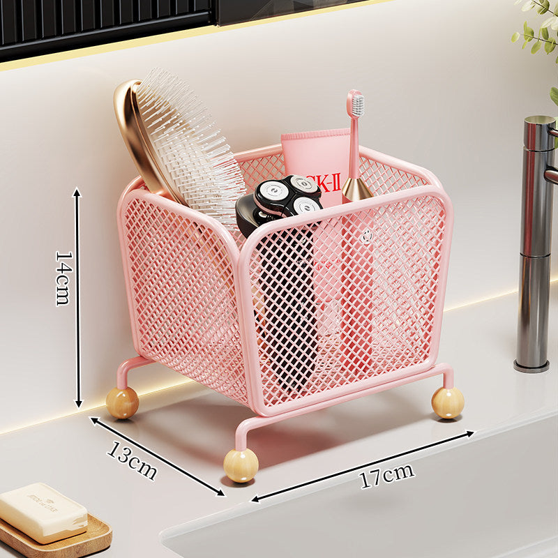 Netz Arbeitsplatte Badezimmer Kosmetik Organizer mit Holzballfüßen