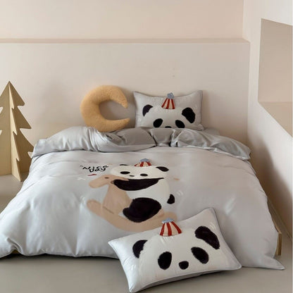 Kinder-Bettwäsche-Set mit niedlichem Pinguin-Motiv aus weichem Baumwollsatin und extraweichem Kopfkissen