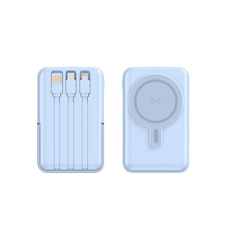 Tragbare Powerbank mit Integriertem Ladekabel und Wireless Ladefunktion Brehn