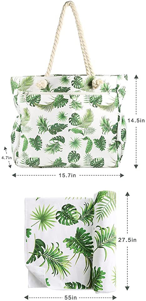 Strandtasche mit Botanischem Motiv und Robusten Seilgriffen Brehn