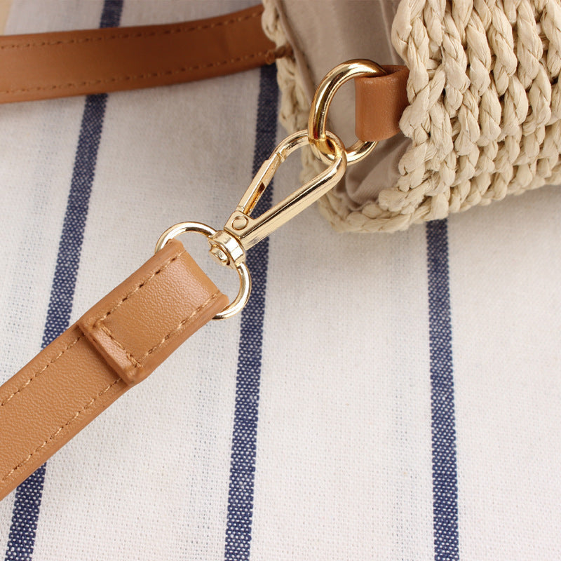 Handtasche Aus Geflochtenem Naturmaterial mit Abnehmbaren Ledergriffen Brehn