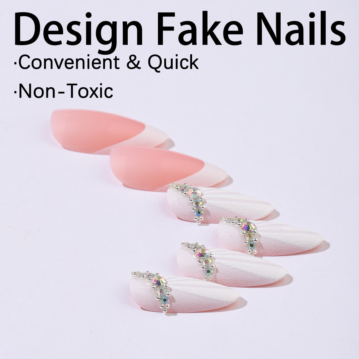 Künstliches Nagelset mit luxuriösen 3D-Verzierungen Brehn