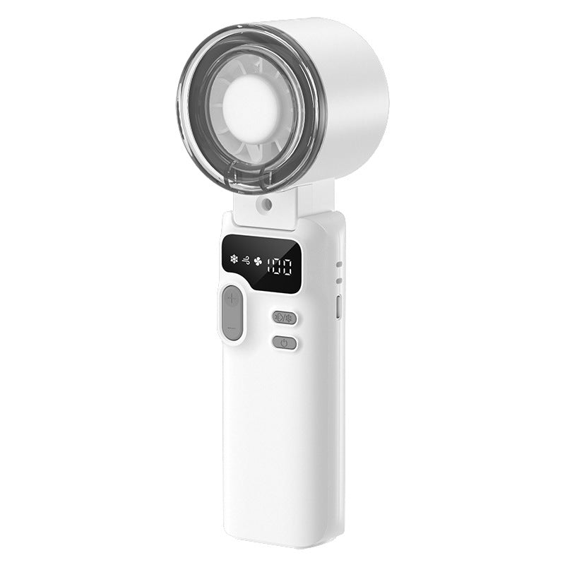 Kühlender, wiederaufladbarer, tragbarer Mini-Ventilator mit digitaler Anzeige, Sprühfunktion, verstellbarem Neigungswinkel und USB-C-Ladung Brehn