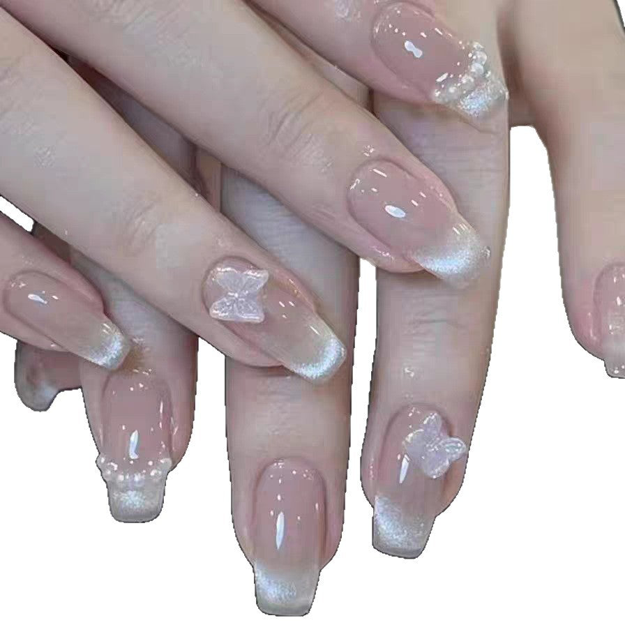 Elegantes Press-On-Nagel-Set mit Schmetterlingsakzenten Brehn