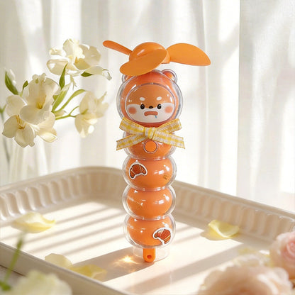 Unisex nan tragbarer wiederaufladbarer Handventilator mit niedlichem Tierkopf, weichen Propellerblättern und transparentem Perlenbehälter Brehn
