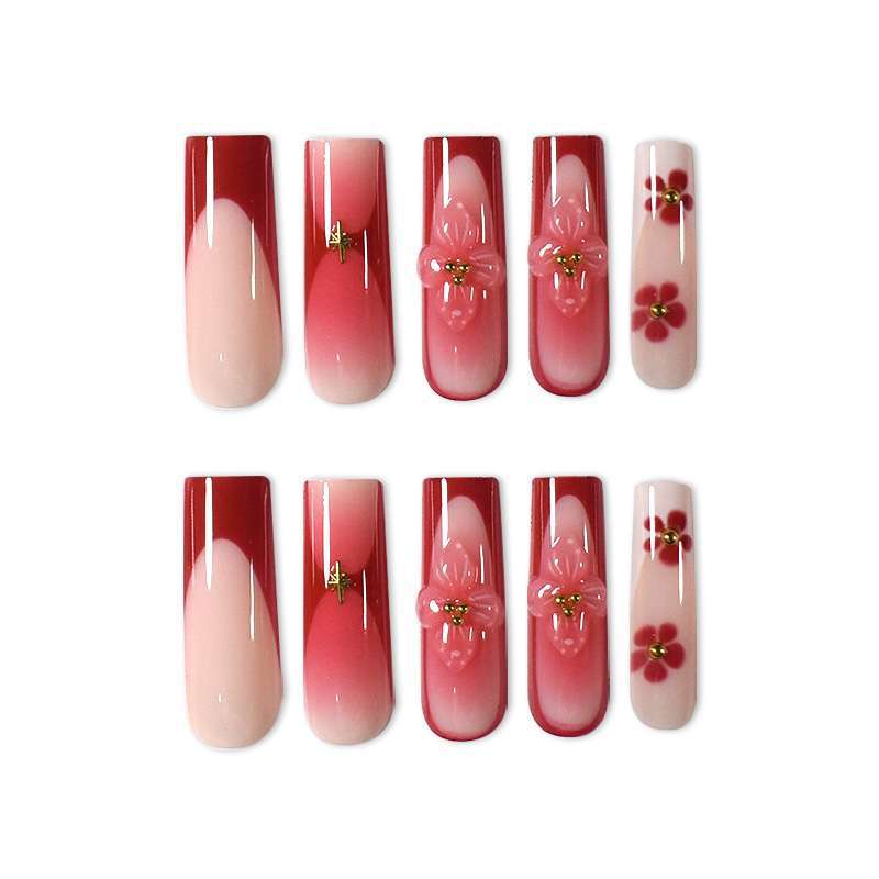 Elegantes Blumenmuster Press-On Nagelset Brehn