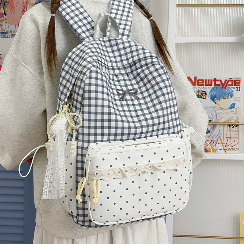 Verspielter Gingham- und Pünktchen-Rucksack Brehn