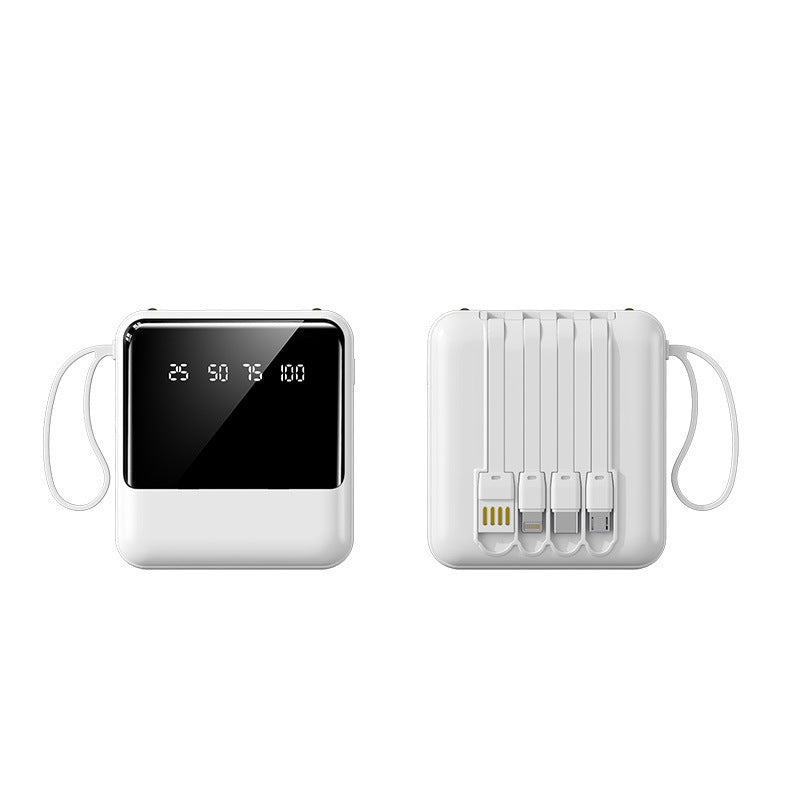 Tragbare Powerbank mit LED-Statusanzeige und integriertem Kabelsystem Brehn