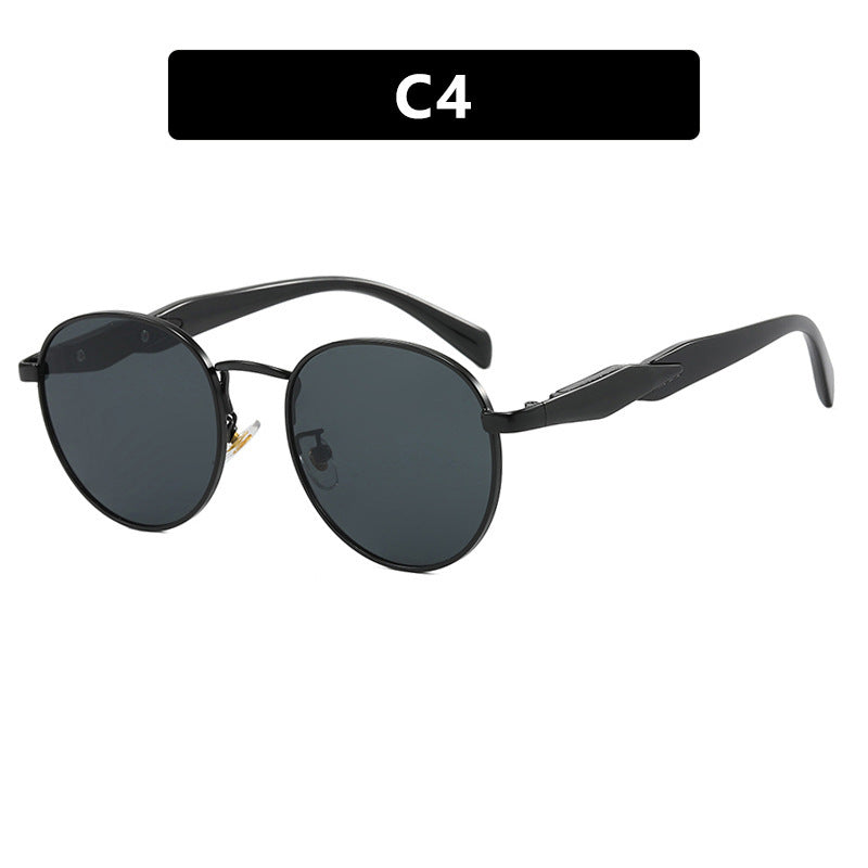 Damen runde Sonnenbrille mit elegantem, goldenen Rahmen und UV-Schutz Brehn